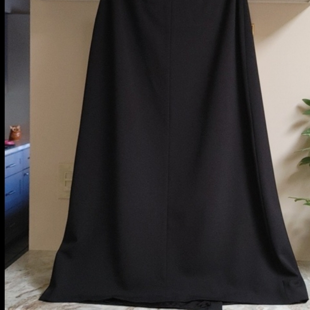 F. by Façonnable Black Semi-Wrap Gabardine Long Skirt Size L - Picture 2 of 11